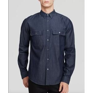 Theory Barham C Turini blue Button Down Shirt Slim Fit